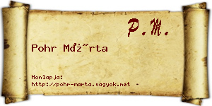 Pohr Márta névjegykártya